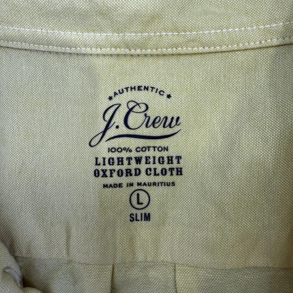 J.Crew Shirt Mens Large Yellow Lightweight Oxford Slim Button Down Short Sleeve - Picture 8 of 13